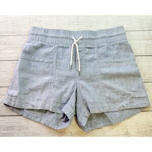 Athleta Light Blue Linen-Blend Drawstring Shorts